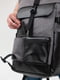 Сірий рюкзак з екошкіри з конструкцією Rolltop | 6812142 | фото 3