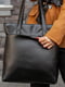Чорна сумка шопер з екошкіри | 6812401 | фото 2