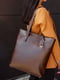 Коричневая сумка шопер с металлической фурнитурой | 6812408 | фото 2
