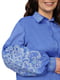 Котонова блакитна сорочка з вишивкою | 6812937 | фото 3