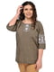Оливкова блуза-вишиванка "Пані" з рукавом 3/4 | 6812943 | фото 2