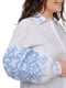 Котонова біла сорочка з блакитною вишивкою | 6812957 | фото 5