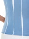Тонкий блакитний пуловер з вертикальним кольоровим візерунком | 6813569 | фото 4