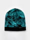 Легка зимова шапка бірюзового кольору з принтом | 6813361