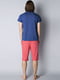 Піжама синьо-коралова: футболка та шорти | 6813384 | фото 2