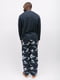 Піжама темно-сіра з принтом: лонгслів та штани | 6813407 | фото 2