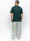 Піжама зелена з принтом: футбболка та штани | 6813411 | фото 2