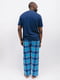 Піжама синя: однотонна футболка та штани в клітинку | 6813421 | фото 2