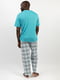 Піжама: блакитна футболка та штани в клітинку | 6813442 | фото 2