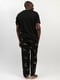 Піжама чорна: однотонна футболка та штани з принтом акули | 6813447 | фото 2