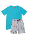 Піжама блакитна з принтом скутера: футболка та шорти | 6813450 | фото 2