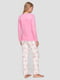 Піжама рожева з принтом: лонгслів та штани | 6815400 | фото 2