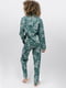 Піжама зелена з принтом леопарда: сорочка та штани | 6815506 | фото 2
