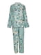 Піжама м'ятного кольору з квітковим принтом: сорочка та штани | 6815520 | фото 3