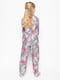 Піжама сіра з квітковим принтом: сорочка та штани | 6815556 | фото 2
