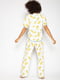 Піжама молочного кольору із лимонним принтом: сорочка та штани | 6815593 | фото 2