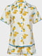 Піжама молочного кольору із лимонним принтом: сорочка та шорти | 6815594 | фото 4