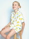 Піжама молочного кольору із лимонним принтом: сорочка та шорти | 6815597 | фото 3