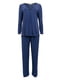 Піжама трикотажна синя: лонгслів та штани | 6815652 | фото 3