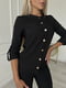 Чорна блуза з круглим вирізом та золотистими гудзиками | 6816301 | фото 3