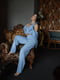 Блакитний піжамний костюм-трійка «Dominica»: топ, штани та сорочка | 6816501 | фото 3