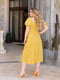 Жовта літня сукня А-силуету з розрізом та принтом | 6816540 | фото 2