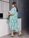 Зелена сукня А-силуету з контрастним принтом та кишенями | 6816554 | фото 2