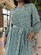 Сукня А-силуету бірюзового кольору з квітковим принтом та розкльошеною спідницею | 6816569 | фото 6