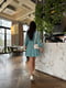 Сукня А-силуету бірюзового кольору з квітковим принтом та розкльошеною спідницею | 6816569 | фото 7