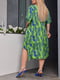 Сукня А-силуету салатового кольору з контрастним принтом та кишенями | 6816570 | фото 4