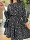 Чорна сукня А-силуету з квітковим принтом та розкльошеною спідницею | 6816578 | фото 9