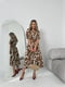 Шовкова коричнева сукня А-силуету з принтом і поясом | 6816579 | фото 3
