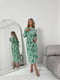 Шовкова зелена сукня А-силуету з принтом і резинкою на талії | 6816582 | фото 4