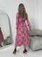 Шовкова рожева сукня А-силуету з принтом і резинкою на талії | 6816590 | фото 4