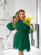 Зелена сукня А-силуету з квітковим принтом та розкльошеною спідницею | 6816596 | фото 2