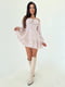 Біла міні-сукня А-силуету з принтом і оборкою | 6816614 | фото 6