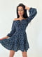 Синя міні-сукня А-силуету з принтом і оборкою | 6816617 | фото 6