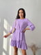 Сукня бузкового кольору А-силуету з принтом та оборкою | 6816620 | фото 6