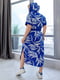 Синя сукня А-силуету з капюшоном і розрізами | 6816625 | фото 2