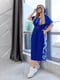 Синя сукня А-силуету з капюшоном і розрізами | 6816625 | фото 3