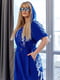 Синя сукня А-силуету з капюшоном і розрізами | 6816625 | фото 4