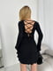 Чорна сукня А-силуету з шнурівкою на спині | 6816651 | фото 7