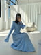 Блакитна сукня-максі в квітковий принт із шнурівками з боків | 6816876 | фото 2