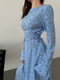 Блакитна сукня-максі в квітковий принт із шнурівками з боків | 6816876 | фото 3
