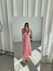 Рожева сукня-максі в квітковий принт із шнурівками з боків | 6816877