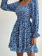 Блакитна сукня А-силуету в квітковий принт | 6816880 | фото 3