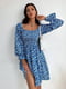 Блакитна сукня А-силуету в квітковий принт | 6816880 | фото 4