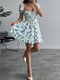 Блакитна сукня в квітковий принт з драпірованим ліфом | 6816882 | фото 3