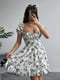 Біло-чорна сукня в квітковий принт з драпірованим ліфом | 6816884 | фото 2