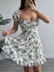 Біло-чорна сукня в квітковий принт з драпірованим ліфом | 6816884 | фото 4